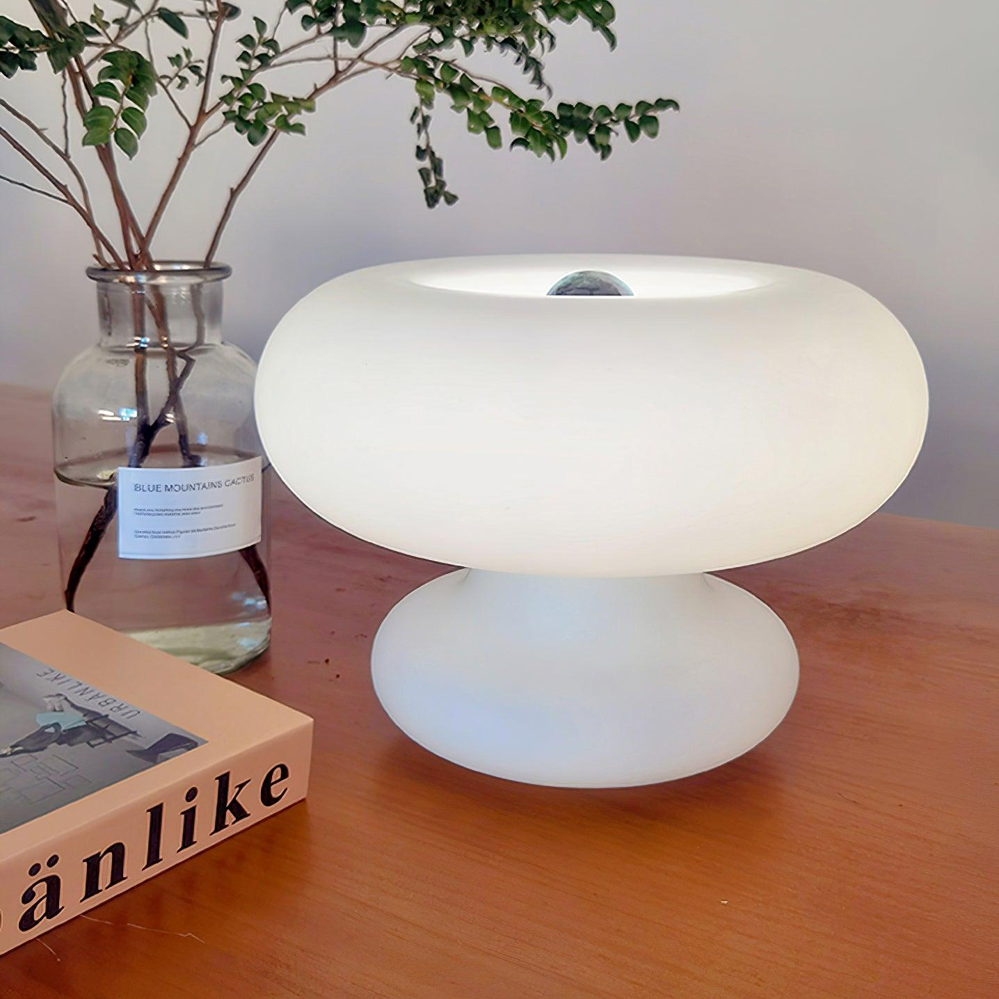 LumiDon Tischlampe – Modern, Donut-Form, Weiß,