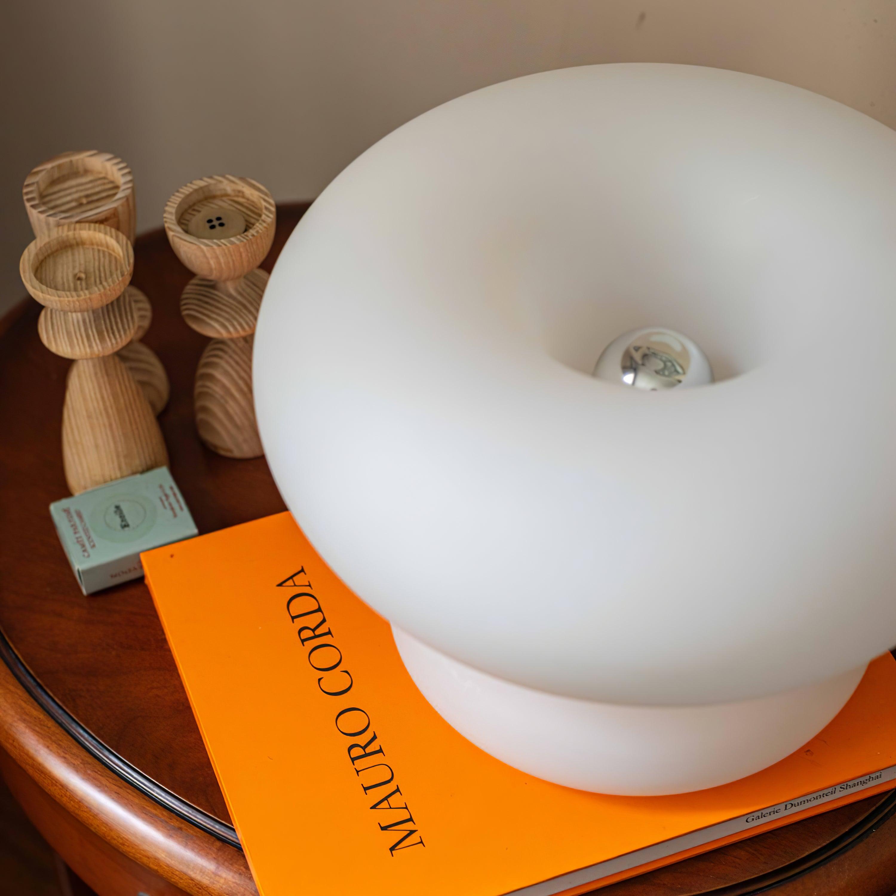 LumiDon Tischlampe – Modern, Donut-Form, Weiß,