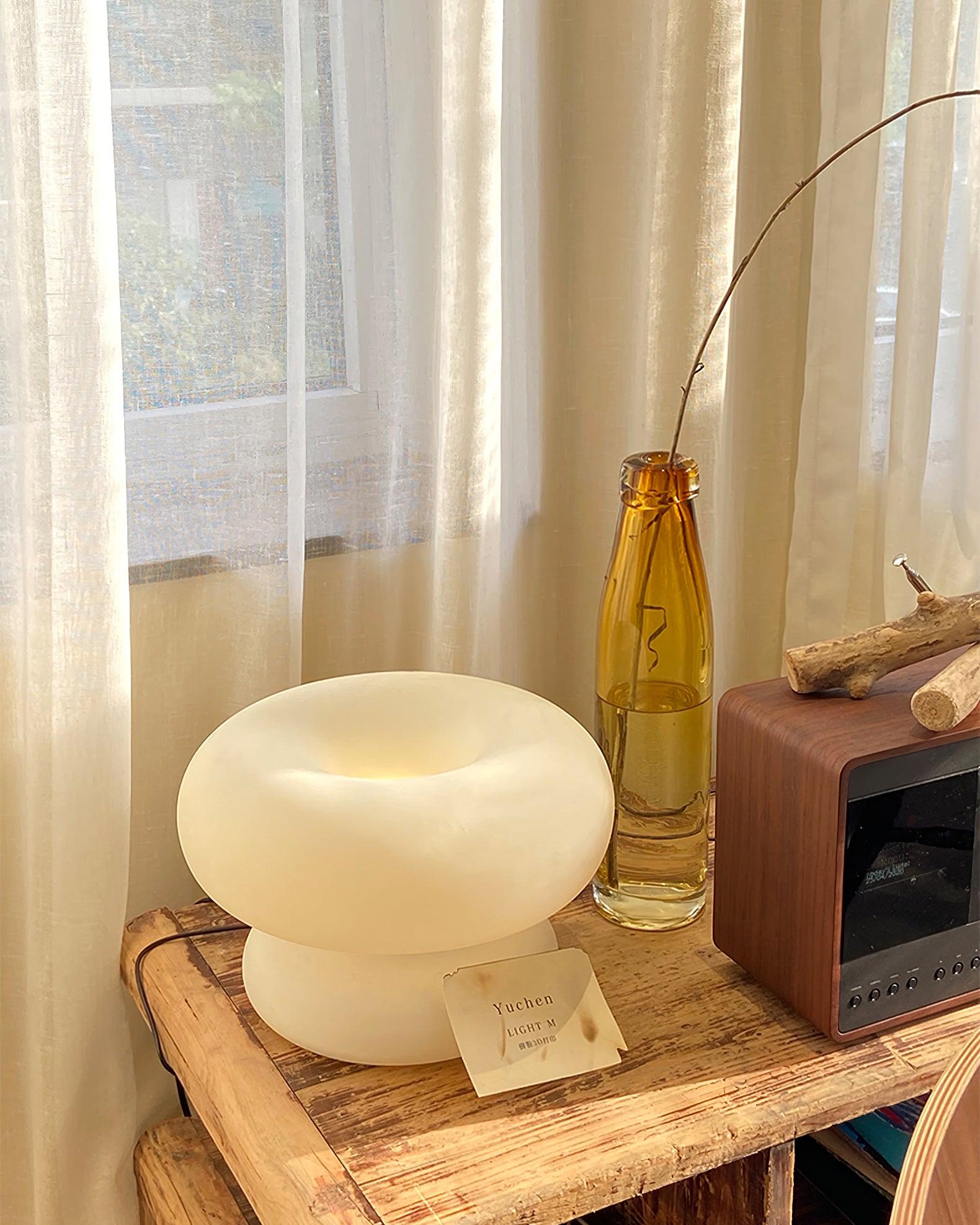 LumiDon Tischlampe – Modern, Donut-Form, Weiß,