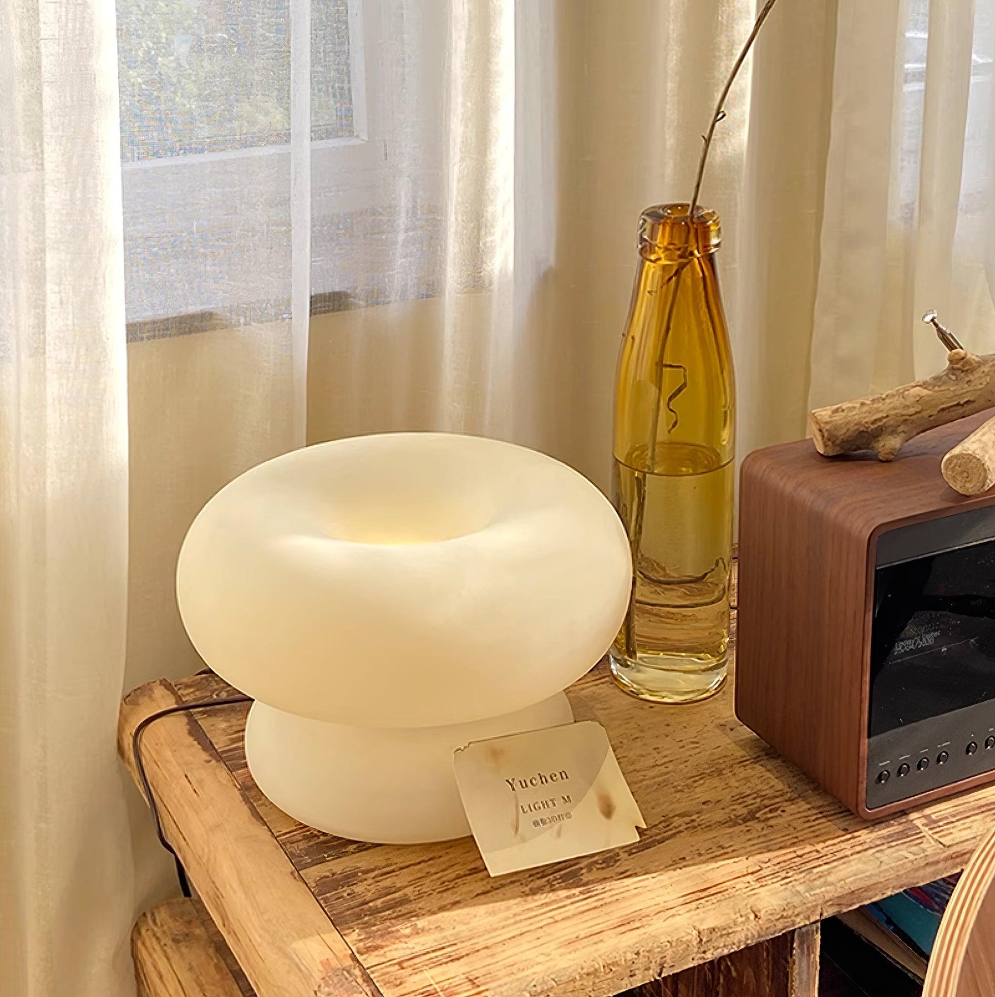LumiDon Tischlampe – Modern, Donut-Form, Weiß,