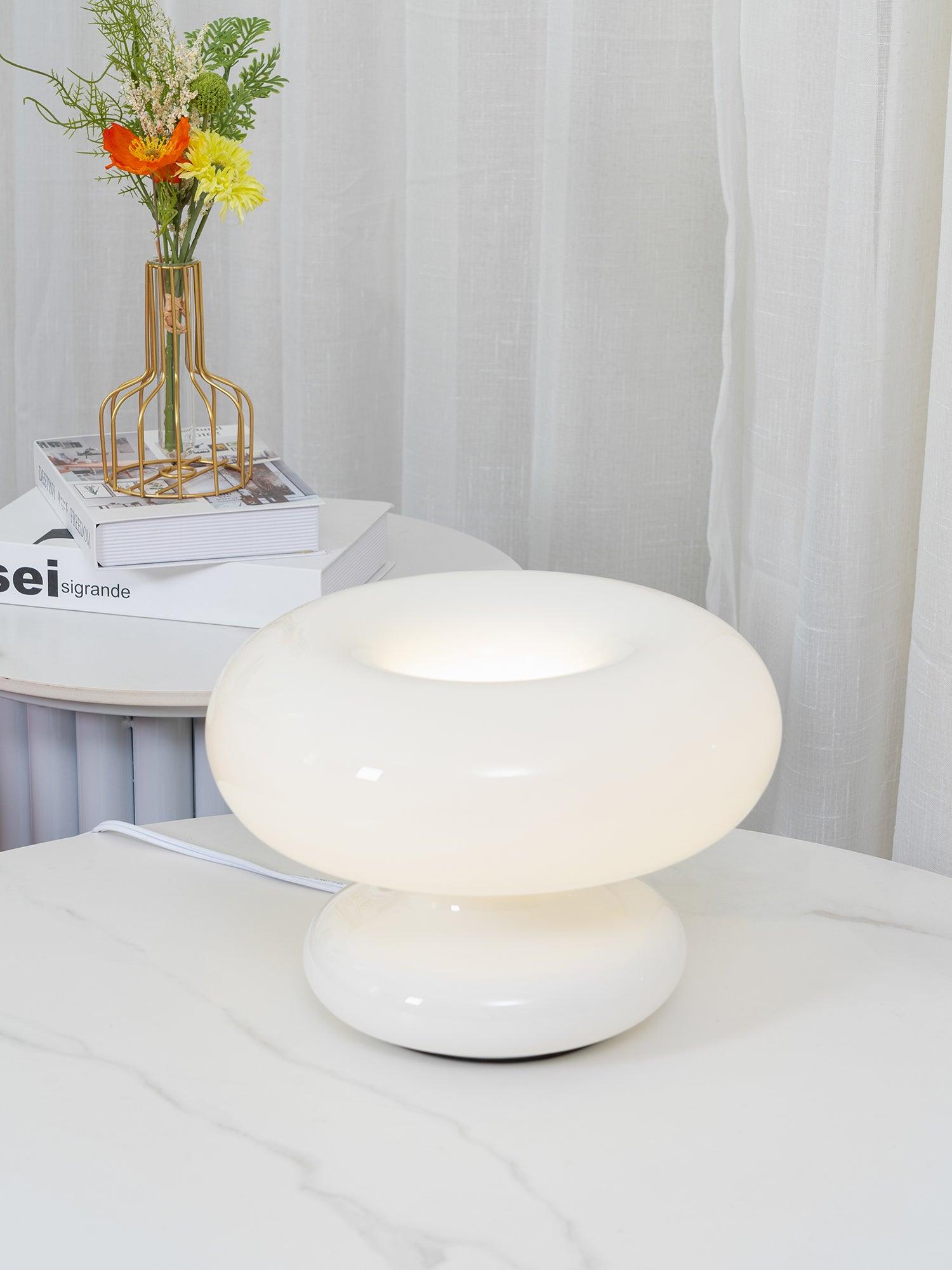 LumiDon Tischlampe – Modern, Donut-Form, Weiß,