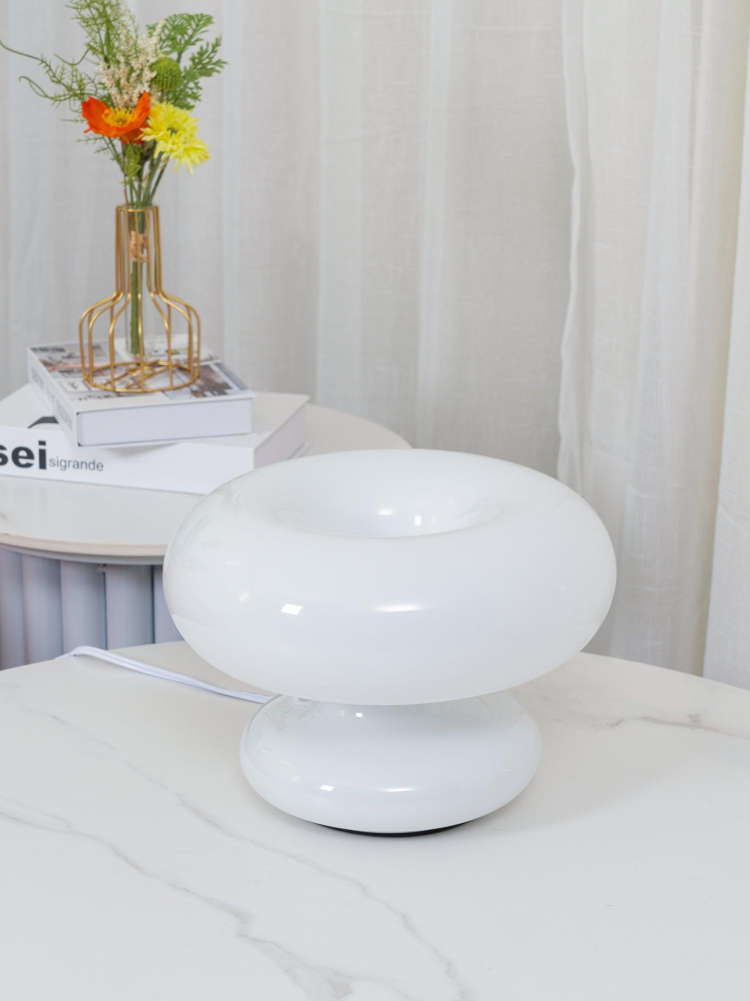 LumiDon Tischlampe – Modern, Donut-Form, Weiß,