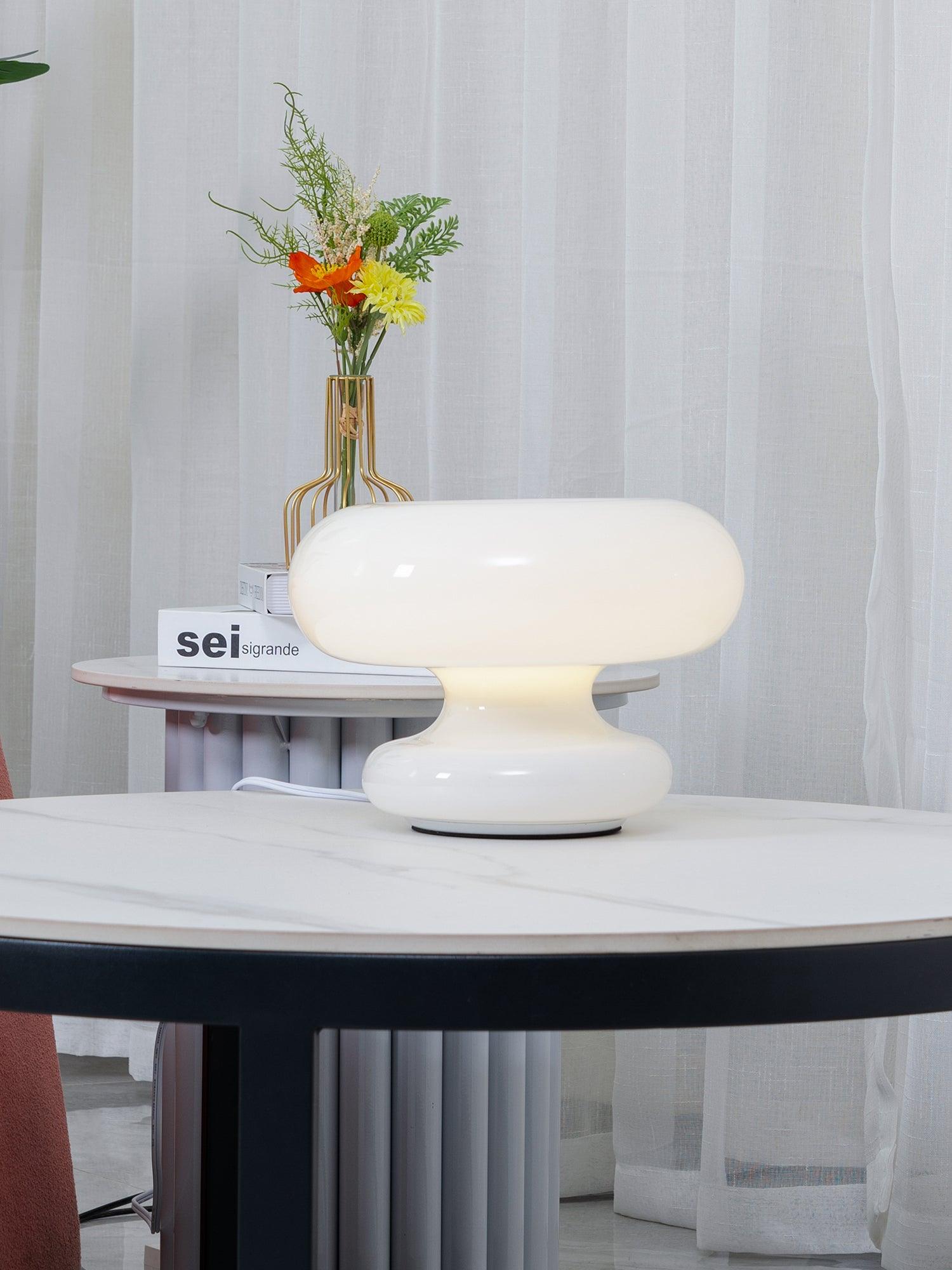 LumiDon Tischlampe – Modern, Donut-Form, Weiß,