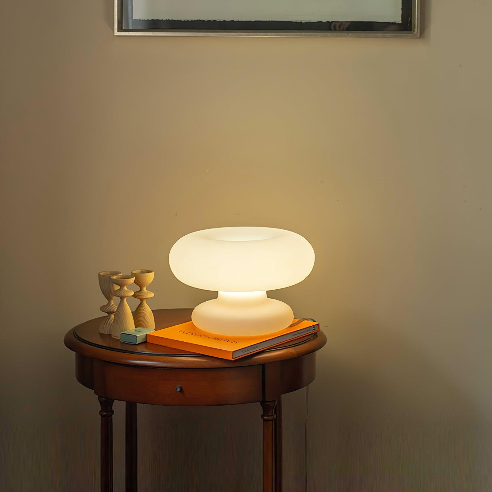 LumiDon Tischlampe – Modern, Donut-Form, Weiß,