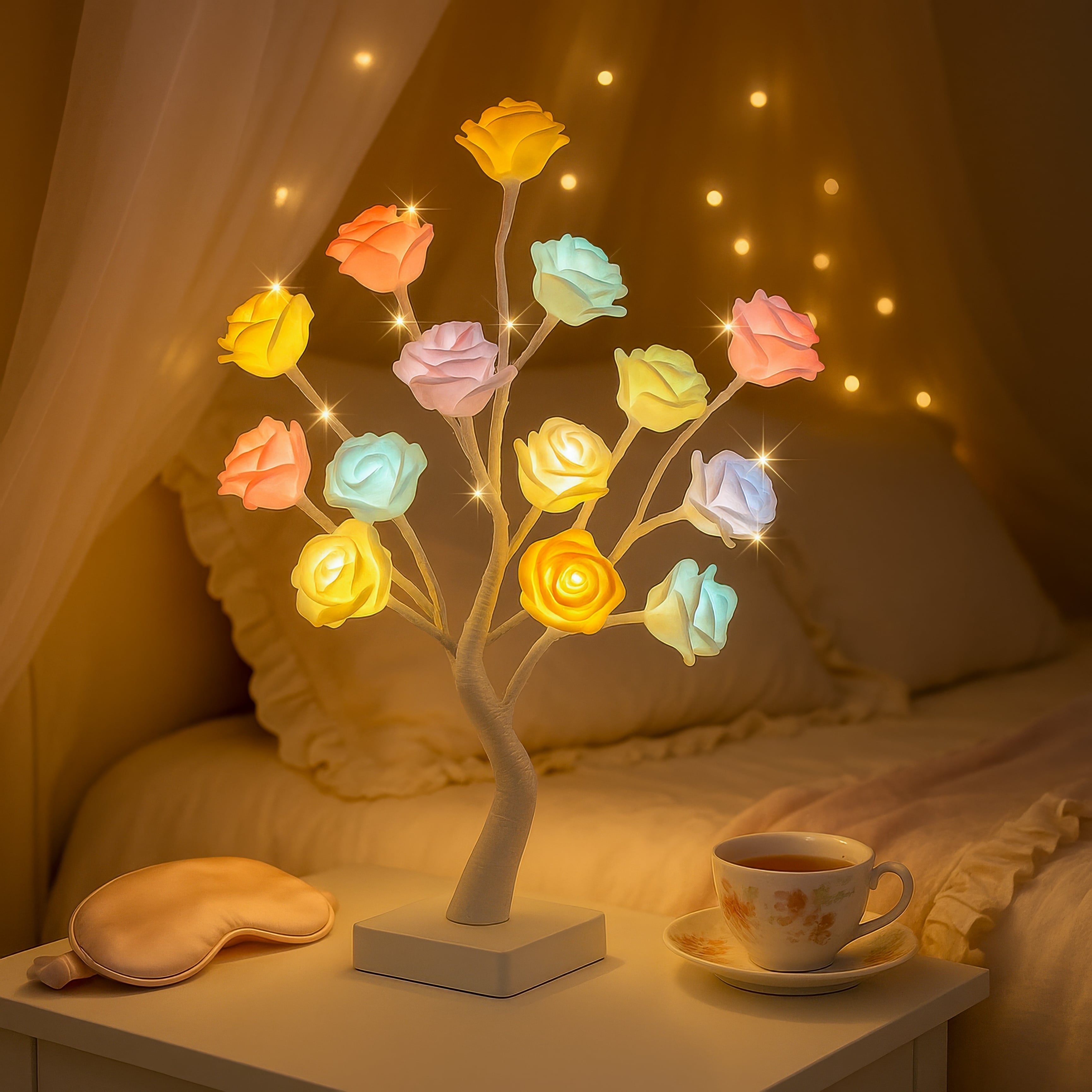 Blütenlicht Baum Aura – Deko-Lampe warmweiß für Wohnzimmer