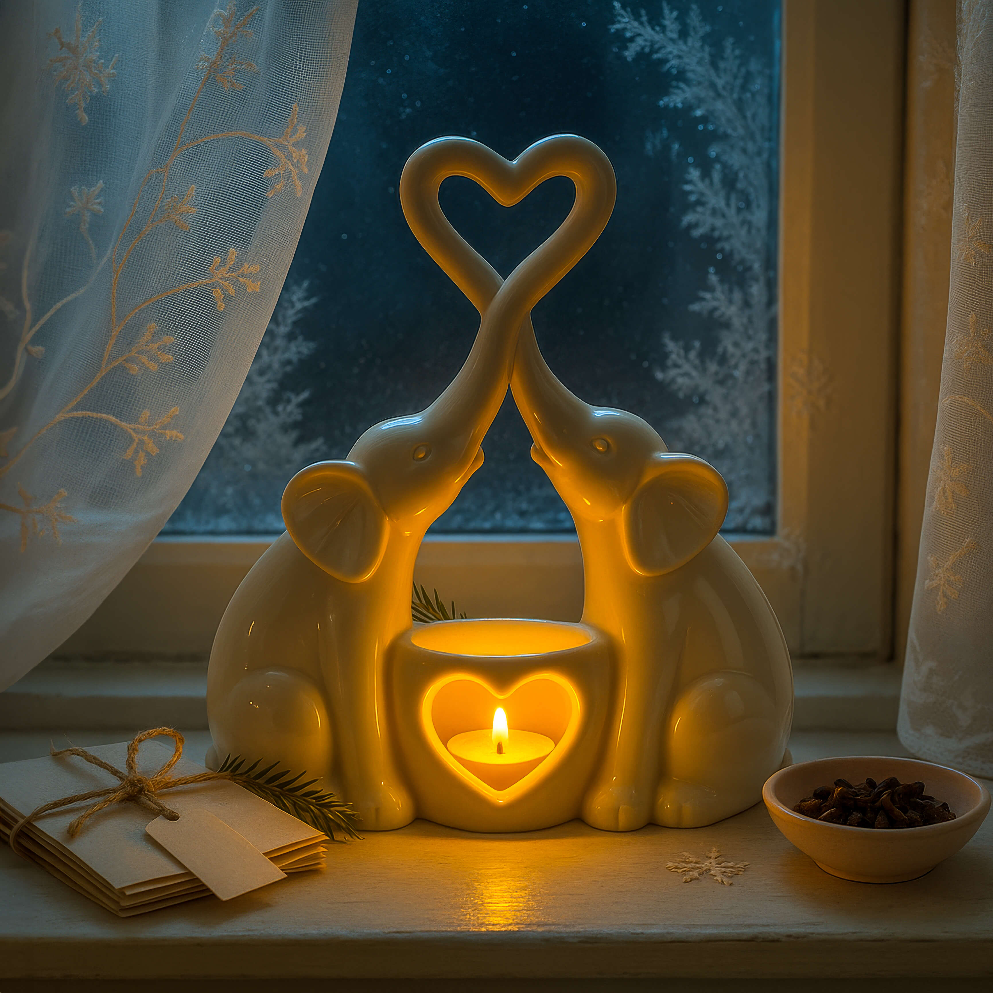 Elefanti LED-Tischlampe mit Herzmotiv für Schlafzimmer