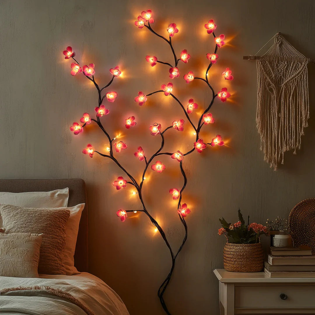 SakuraGlow Wandleuchte Floral LED Warmlicht Gold für Flur