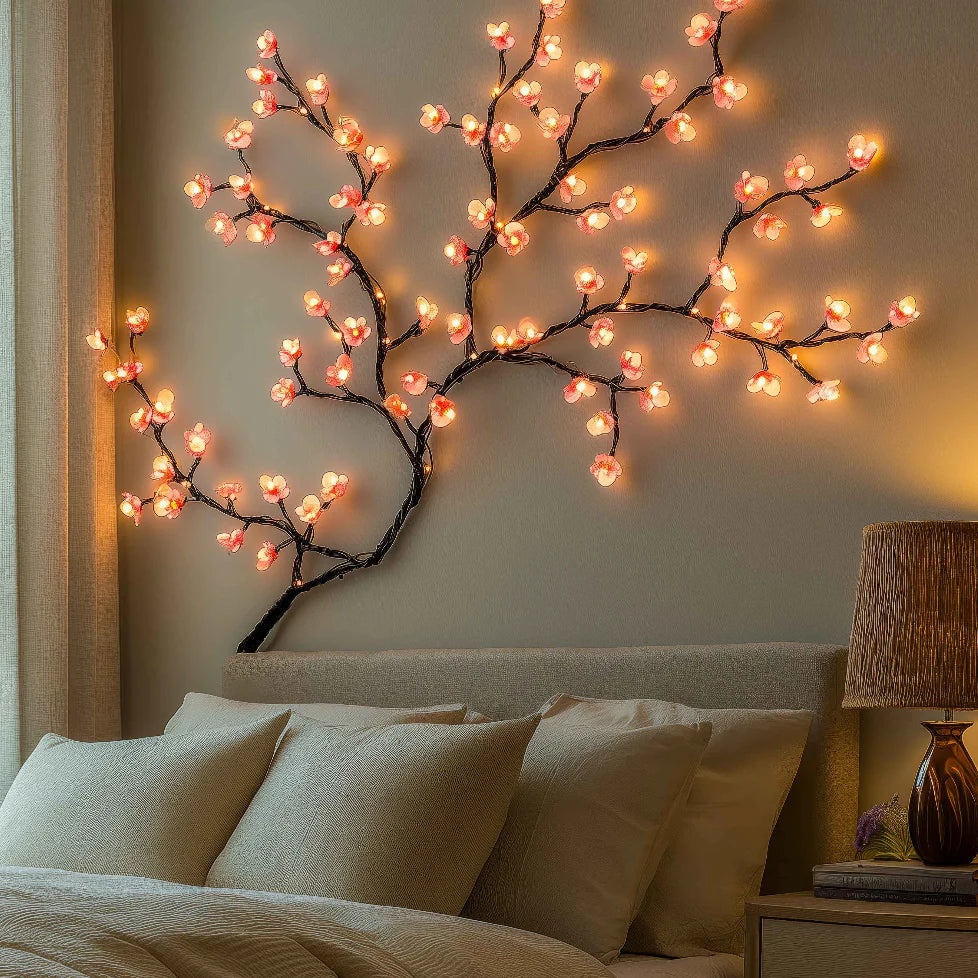 SakuraGlow Wandleuchte Floral LED Warmlicht Gold für Flur
