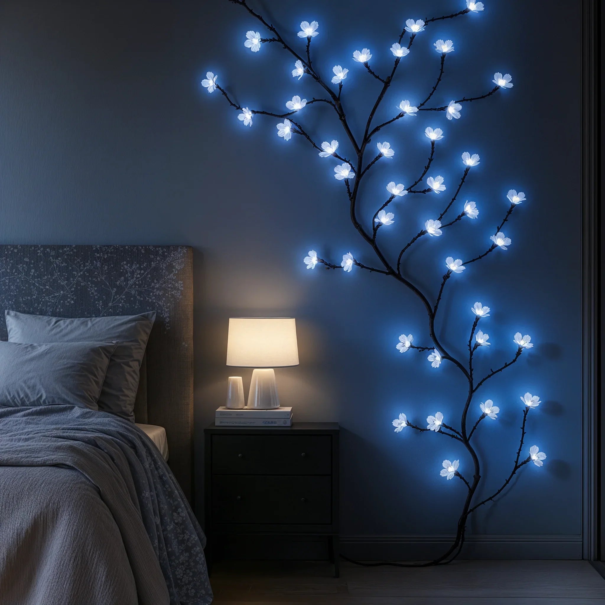 Leuchtende Eisblüten-Dekolampe in Weiß mit LED