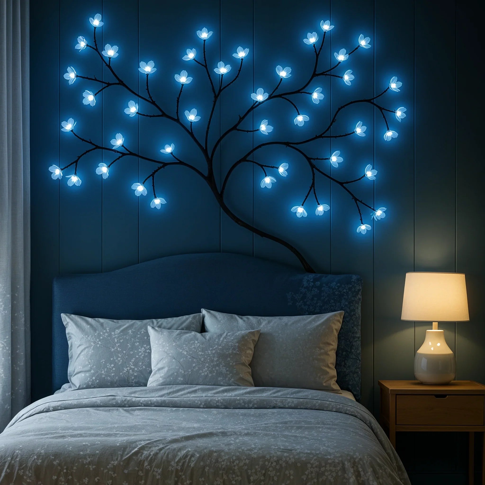 Leuchtende Eisblüten-Dekolampe in Weiß mit LED