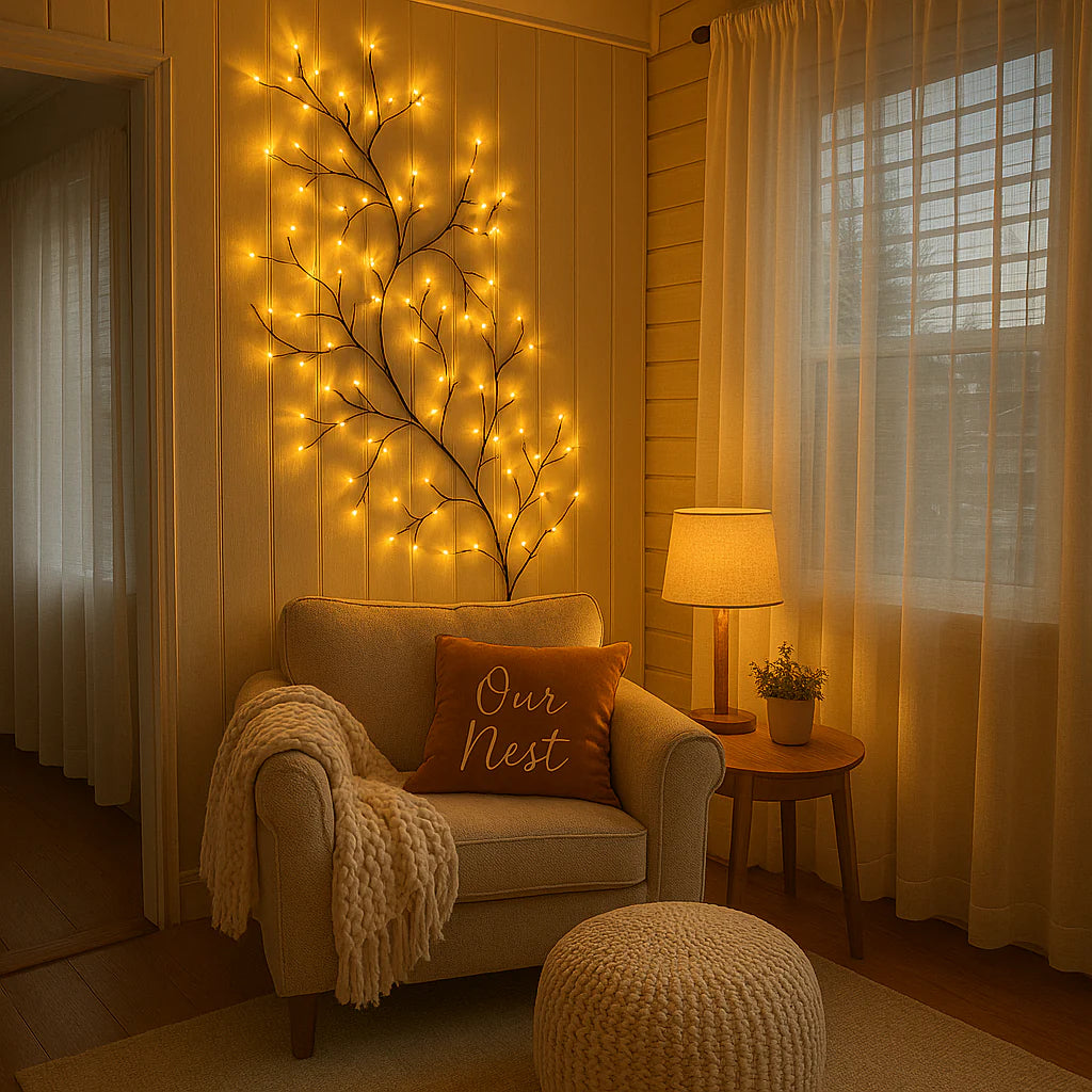 SakuraGlow Wandleuchte Floral LED Warmlicht Gold für Flur