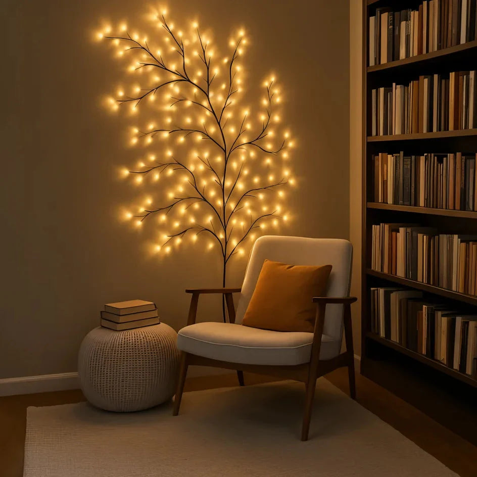 Wandlampe mit LED-Leuchtzweigen in Warmweiß