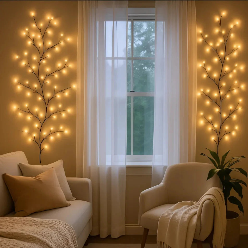 Wandlampe mit LED-Leuchtzweigen in Warmweiß