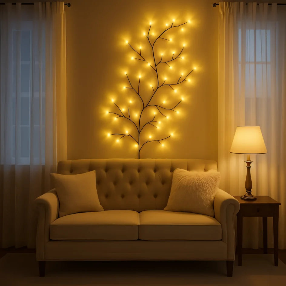 Wandlampe mit LED-Leuchtzweigen in Warmweiß