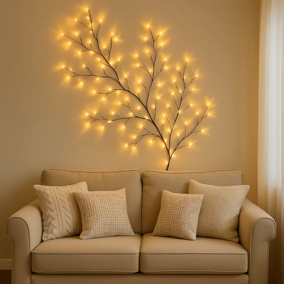 Wandlampe mit LED-Leuchtzweigen in Warmweiß