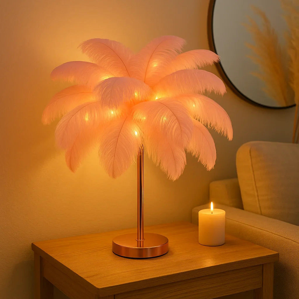 FeatherGlow Ethereal – LED Deko-Lampe sanftes Licht, Weiß, Wohnzimmer