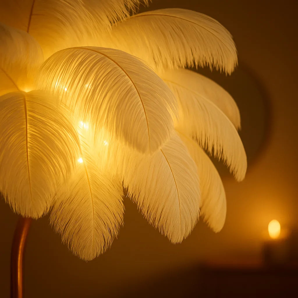 FeatherGlow Ethereal – LED Deko-Lampe sanftes Licht, Weiß, Wohnzimmer