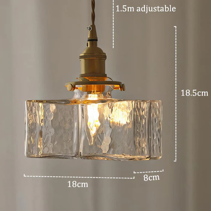 Retro Pendelleuchte aus Glas – LED – Goldkabel – Schlafzimmer