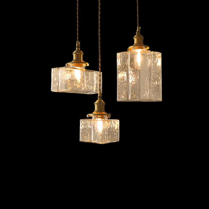 Retro Pendelleuchte aus Glas – LED – Goldkabel – Schlafzimmer