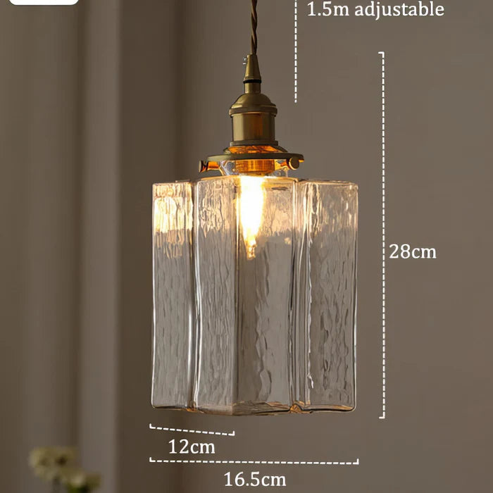 Retro Pendelleuchte aus Glas – LED – Goldkabel – Schlafzimmer