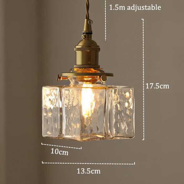 Retro Pendelleuchte aus Glas – LED – Goldkabel – Schlafzimmer