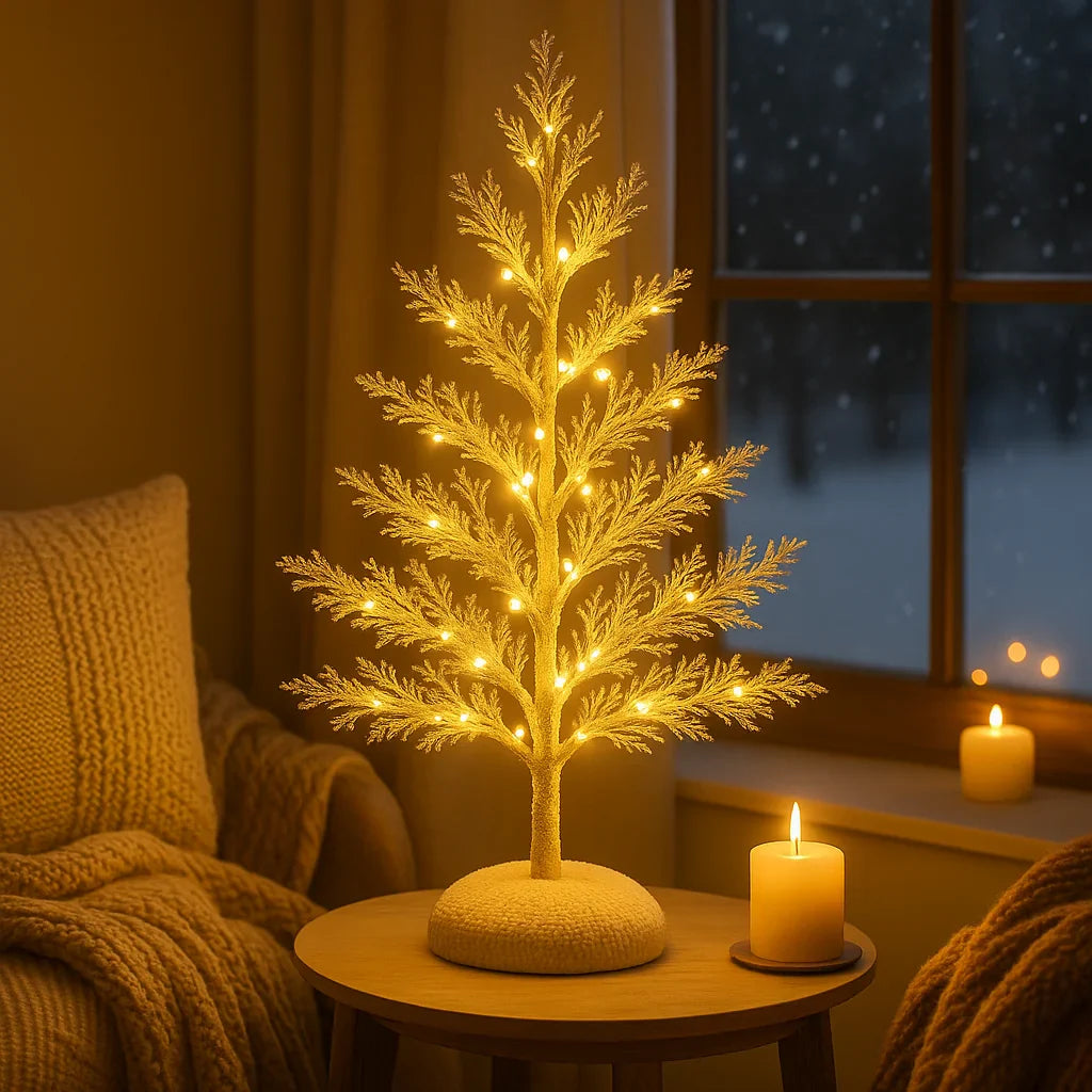 FrostGlow Winterbaum – LED Deko-Lampe gefrostet, Weiß, Wohnzimmer