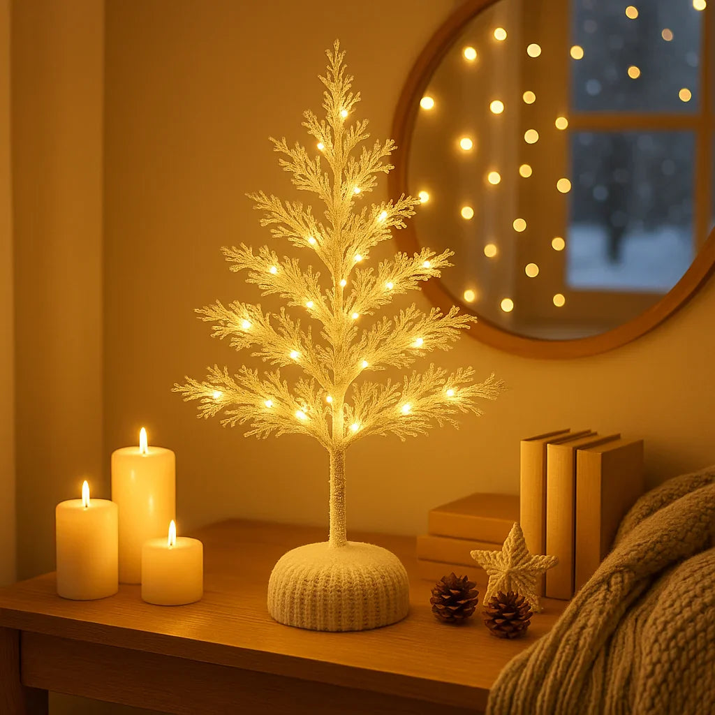 FrostGlow Winterbaum – LED Deko-Lampe gefrostet, Weiß, Wohnzimmer