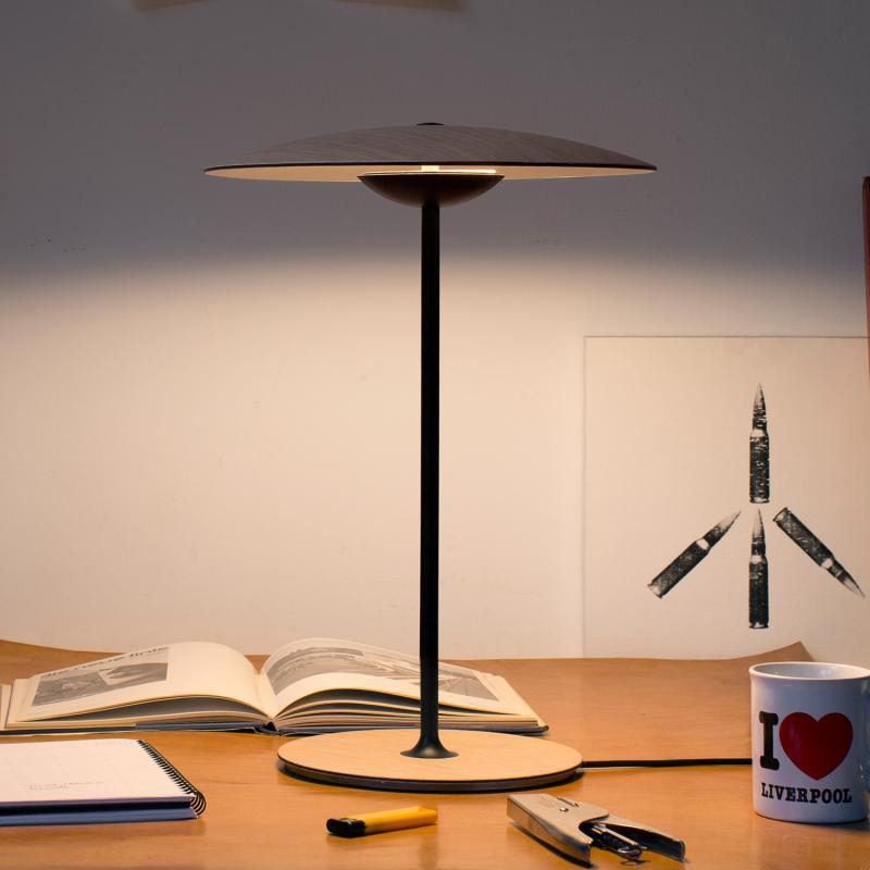 GingerLux Tischlampe – Skandinavischer Stil, Holzoptik, dimmbar, für Wohnzimmer