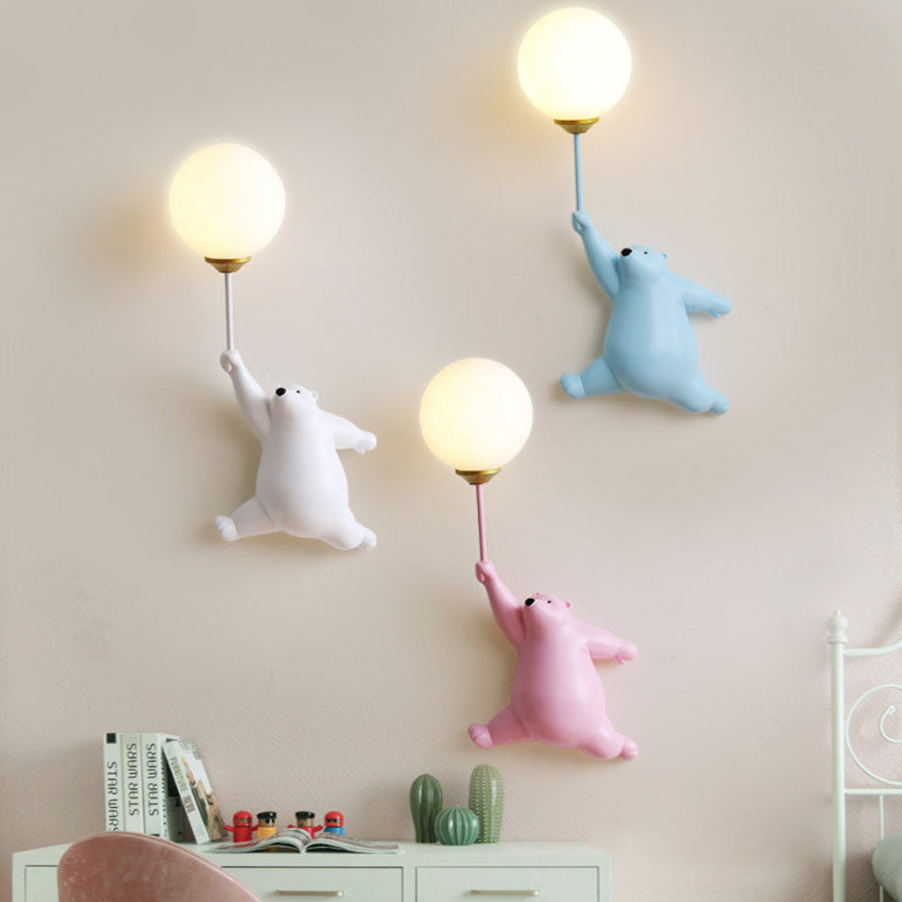 GlowBuddy – Verspielte Bären-Wandleuchte LED Ballon-Design Weiß fürs Kinderzimmer