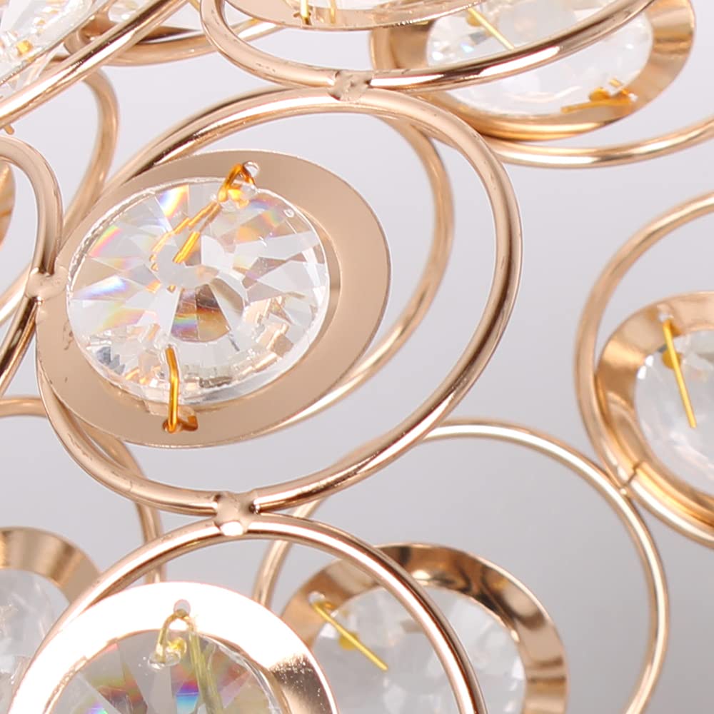 AuroraLuxe - Luxuriöse Kristall-Deckenleuchte mit Gold-Finish für Wohnzimmer oder Flur