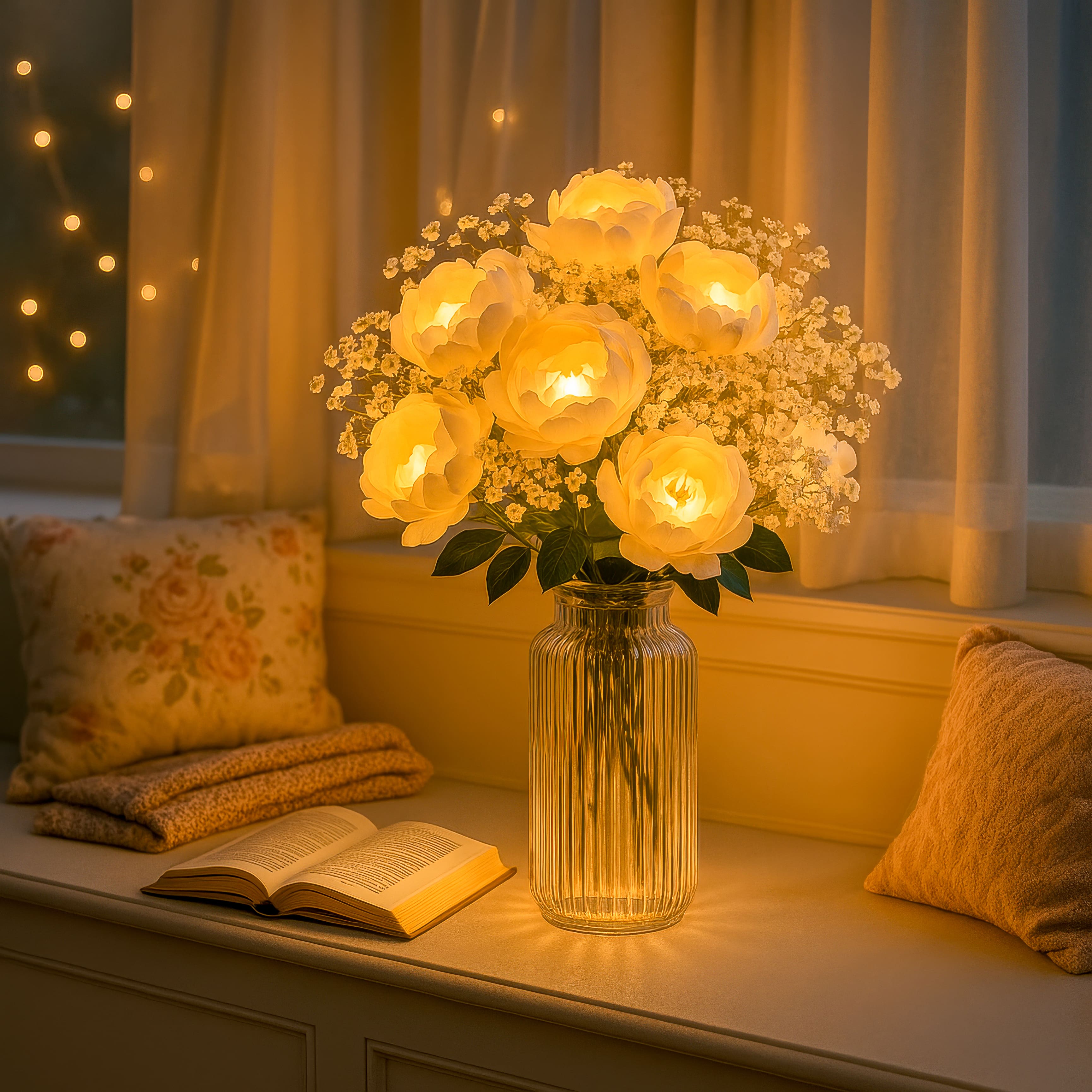 Aurora Bloom LED-Vase mit Goldfinish für Innenräume