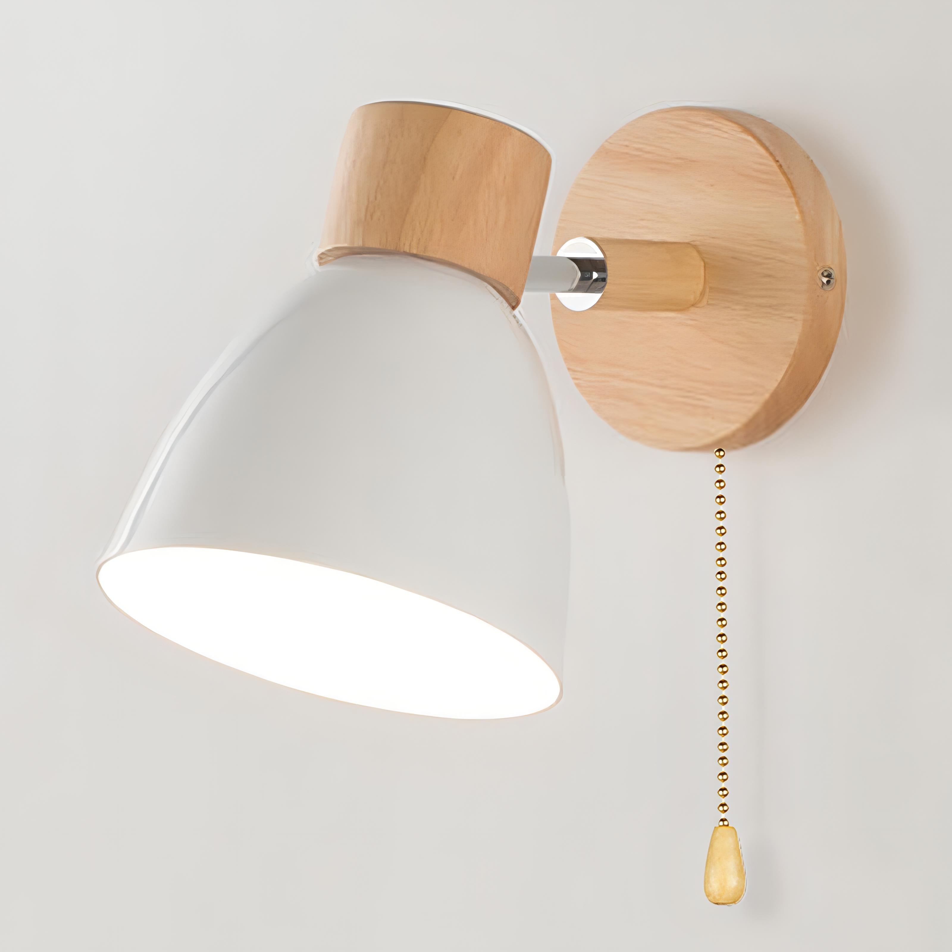 Nordlio Skandinavische Holz-Wandleuchte mit Schalter – Natur Wohnzimmer
