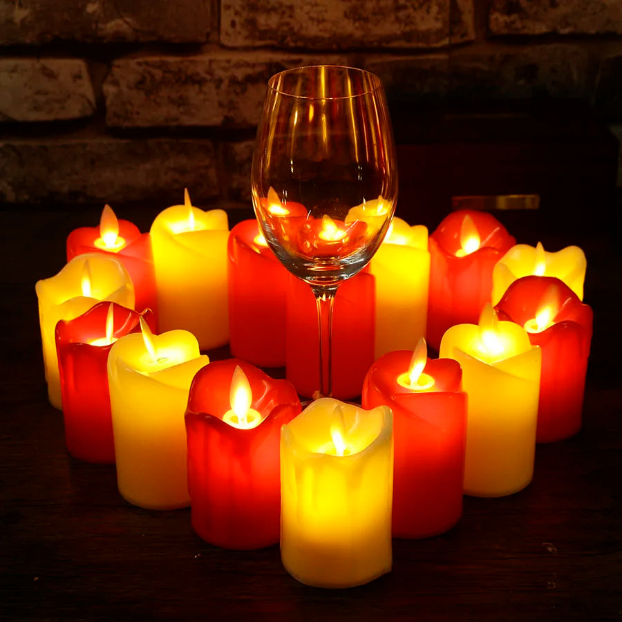 Kerzenzauber – LED-Stumpenkerzen Flammenlos Warmweiß Gartenparty