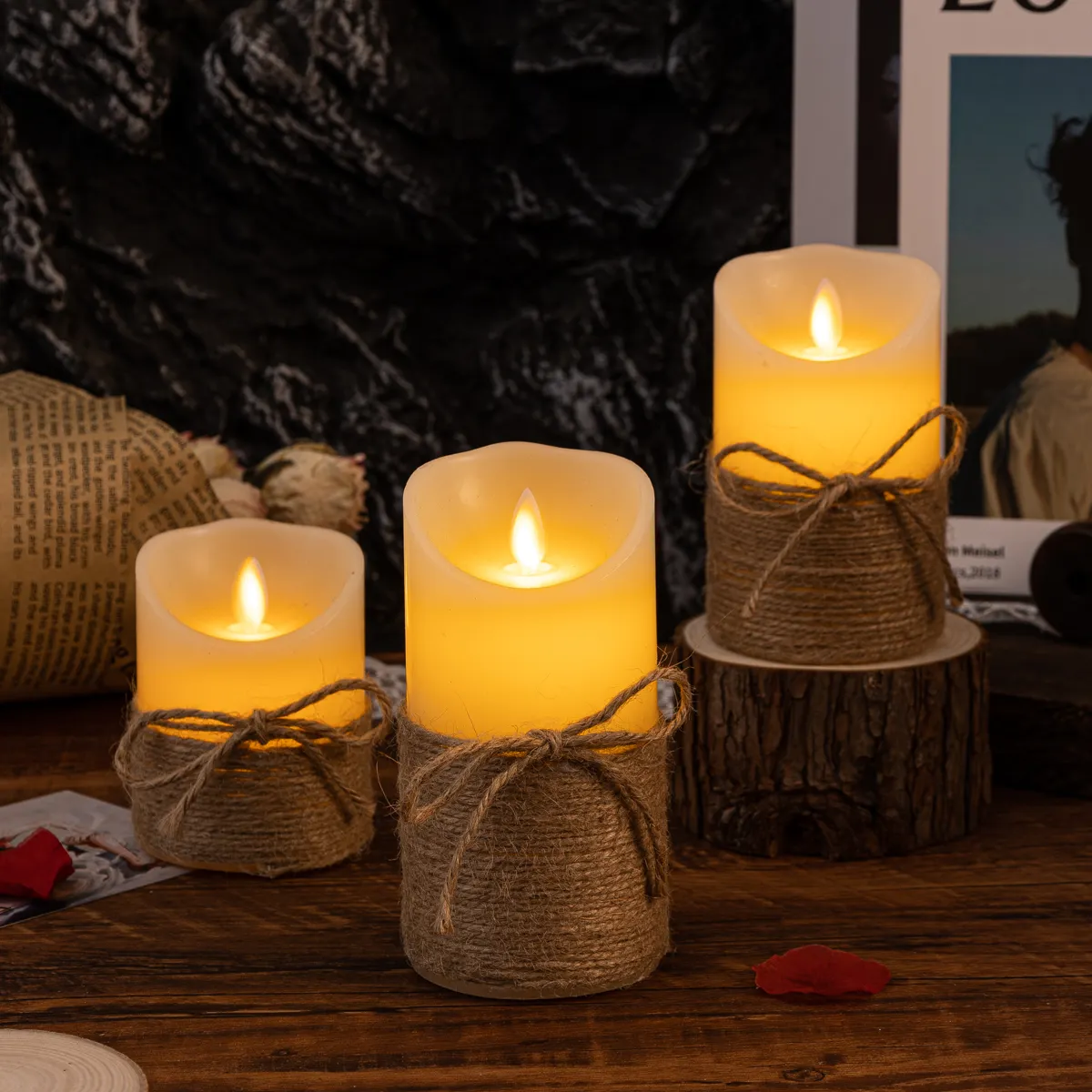 LumaBloc LED-Kerzen Set ohne Flamme Creme für Terrasse