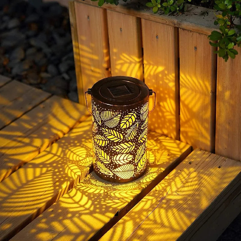 LumoLeaf Gartenlaterne Solar Blattdesign Metall Bronze
