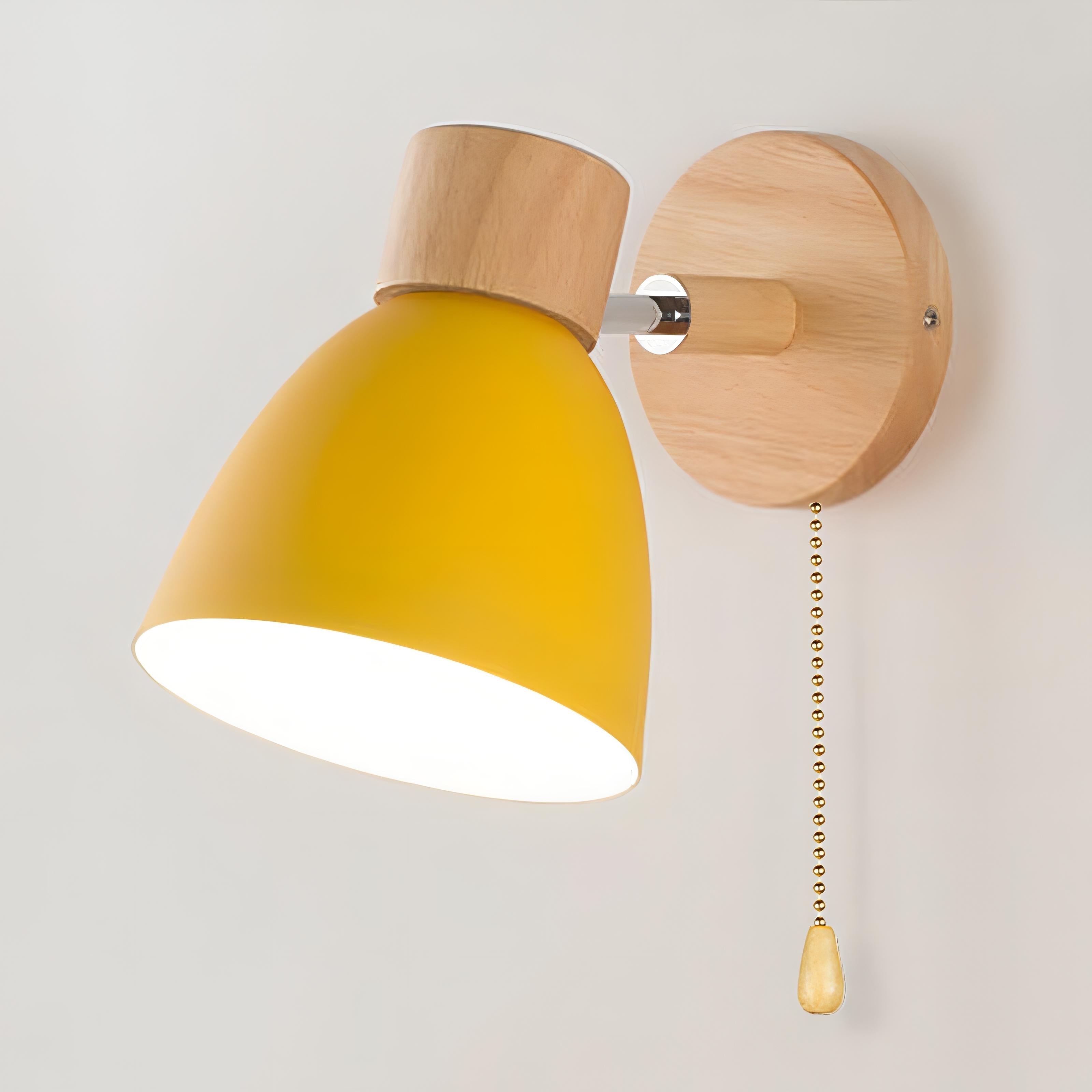 Nordlio Skandinavische Holz-Wandleuchte mit Schalter – Natur Wohnzimmer