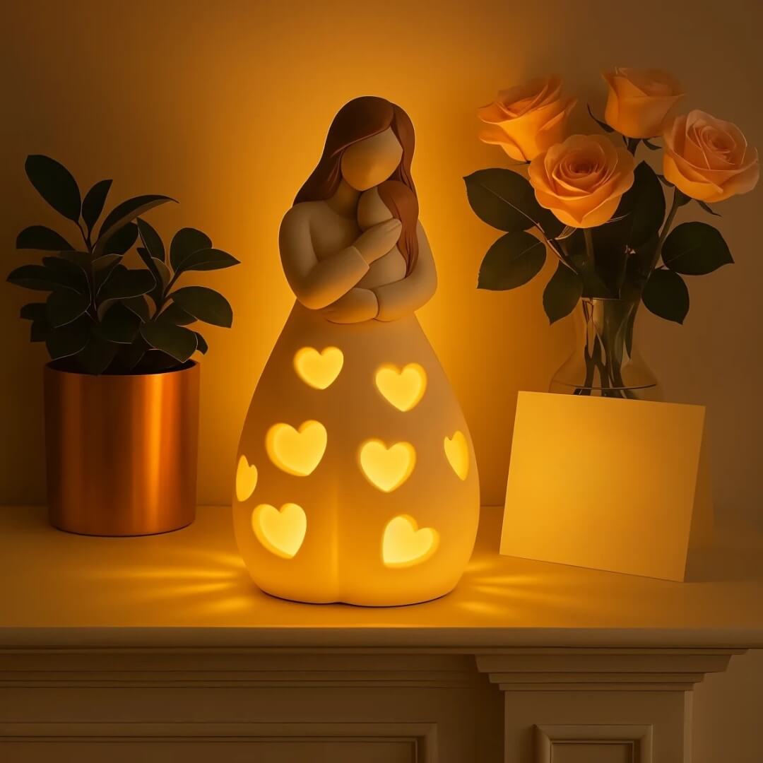 Mama Heart LED-Tischlampe mit Herzmotiv für Schlafzimmer