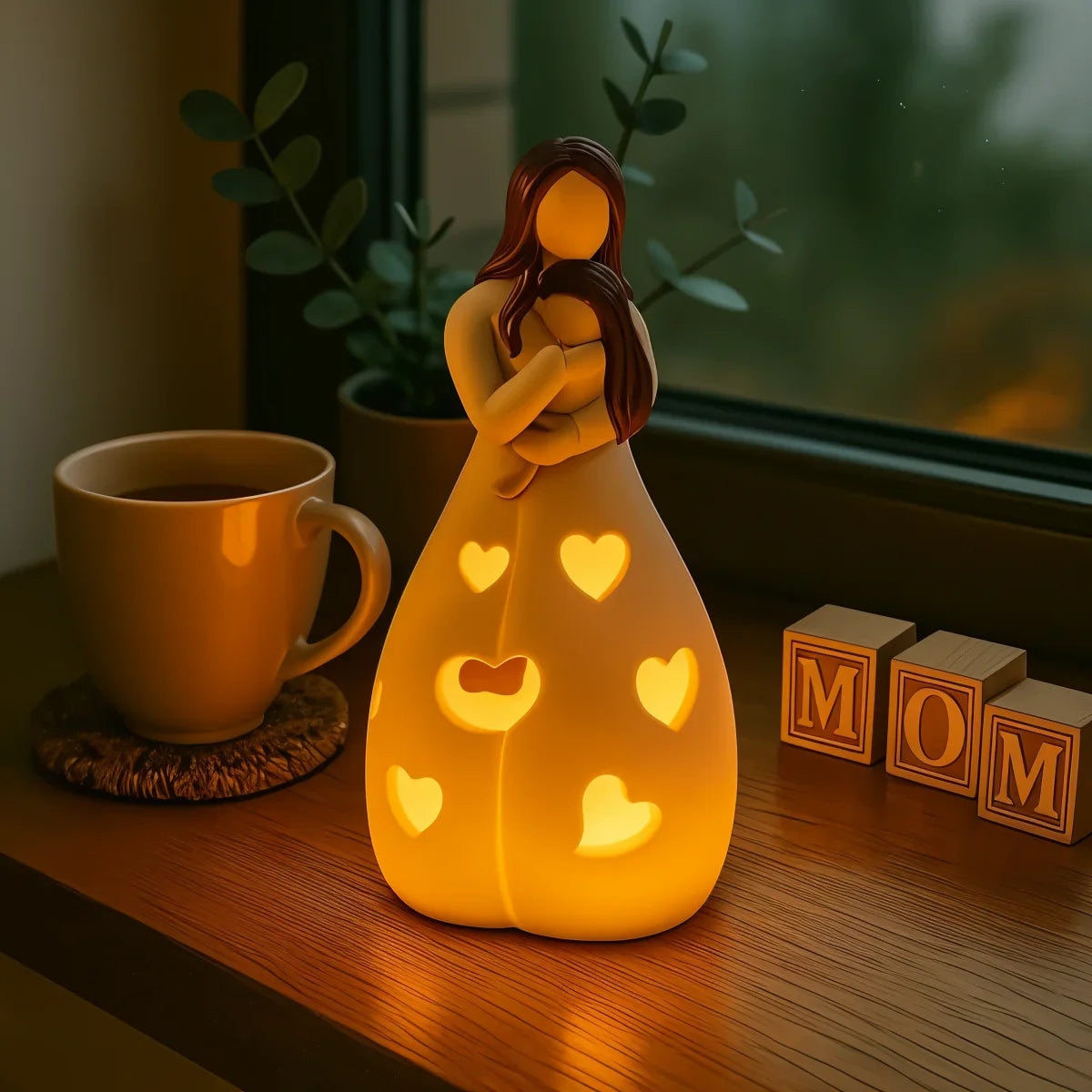 Mama Heart LED-Tischlampe mit Herzmotiv für Schlafzimmer