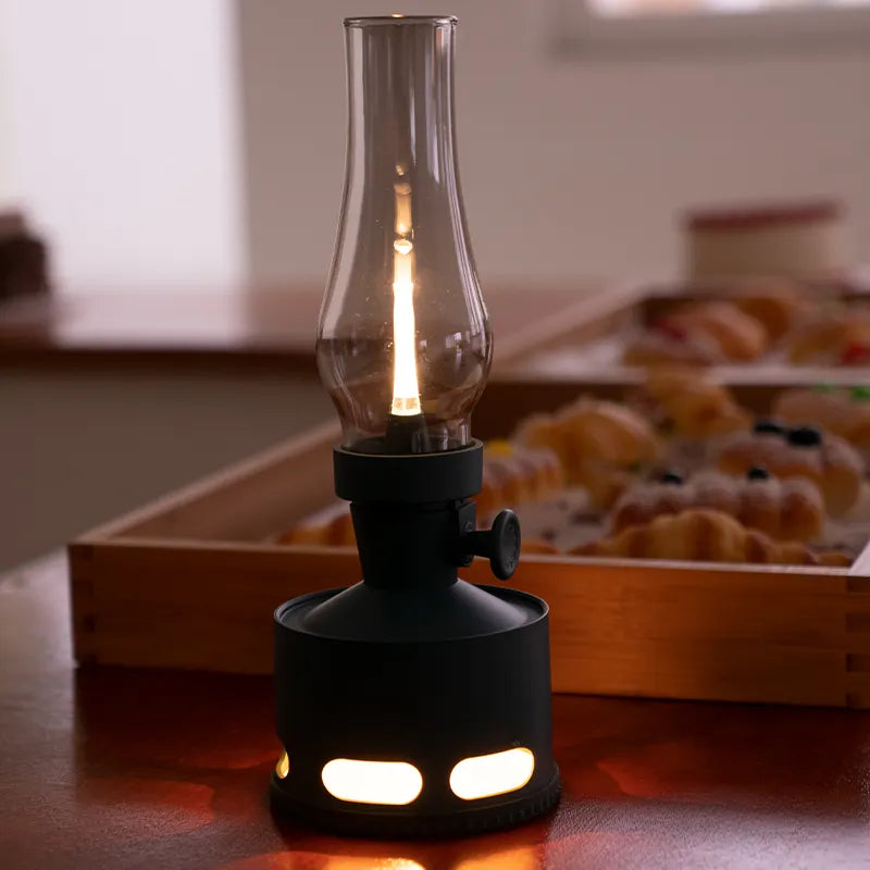 LumoLantern Vintage LED Laterne warmweiß schwarz für Garten & Terrasse