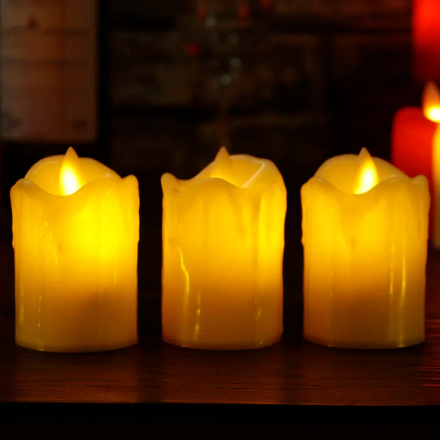 Kerzenzauber – LED-Stumpenkerzen Flammenlos Warmweiß Gartenparty