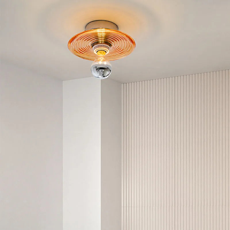 GlasLicht Wandleuchte – Vintage Stil, LED, Messingoptik, Für Flur