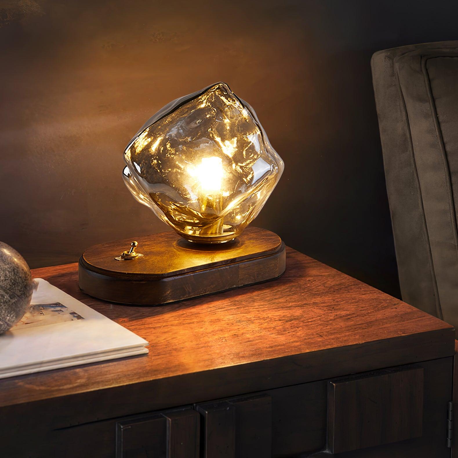 FrostGlow Vintage Glas-Tischlampe – Warmlicht Weiß fürs Wohnzimmer