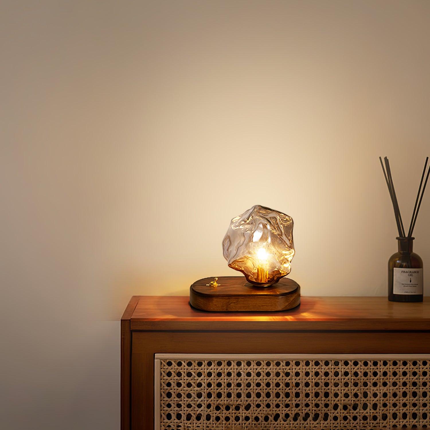 FrostGlow Vintage Glas-Tischlampe – Warmlicht Weiß fürs Wohnzimmer