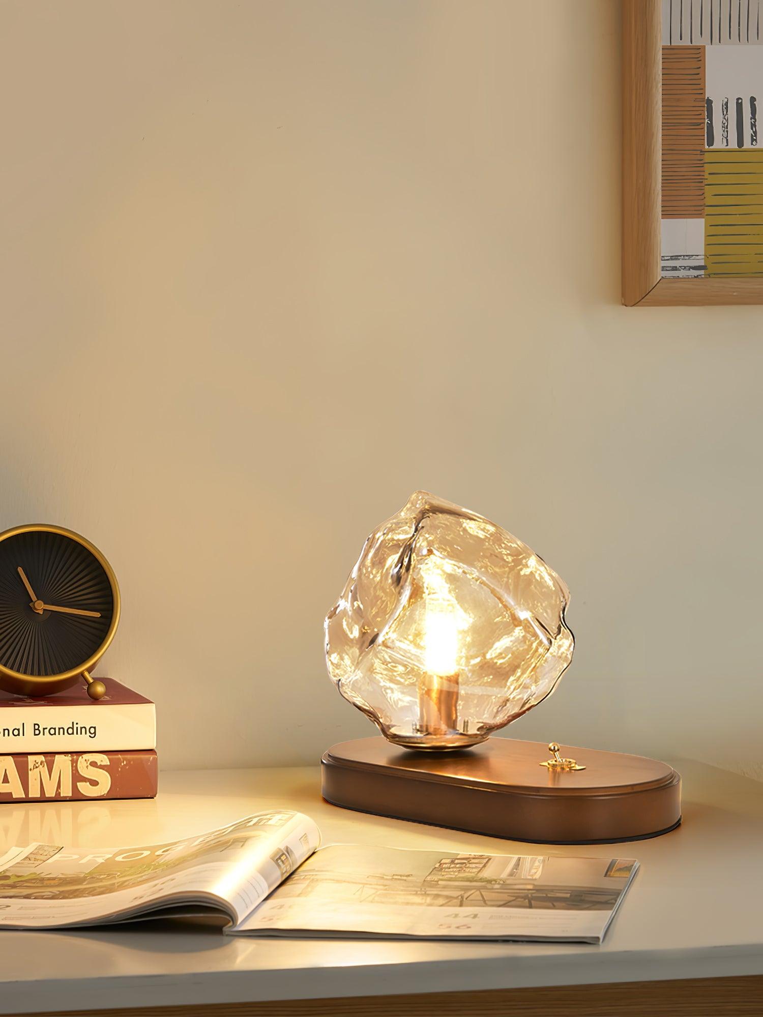 FrostGlow Vintage Glas-Tischlampe – Warmlicht Weiß fürs Wohnzimmer