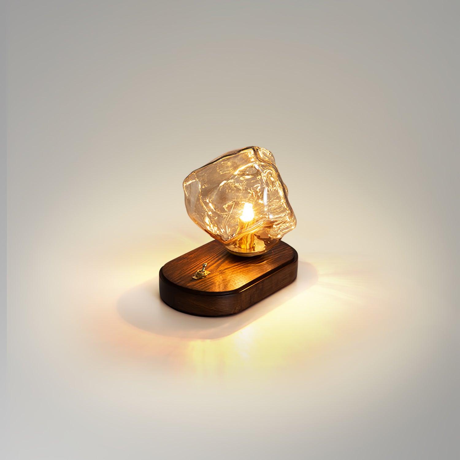 FrostGlow Vintage Glas-Tischlampe – Warmlicht Weiß fürs Wohnzimmer