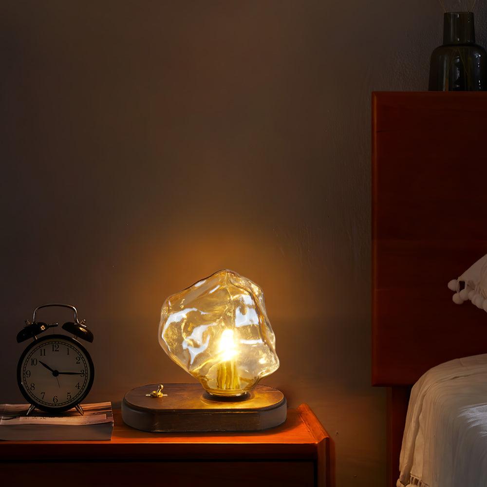 FrostGlow Vintage Glas-Tischlampe – Warmlicht Weiß fürs Wohnzimmer