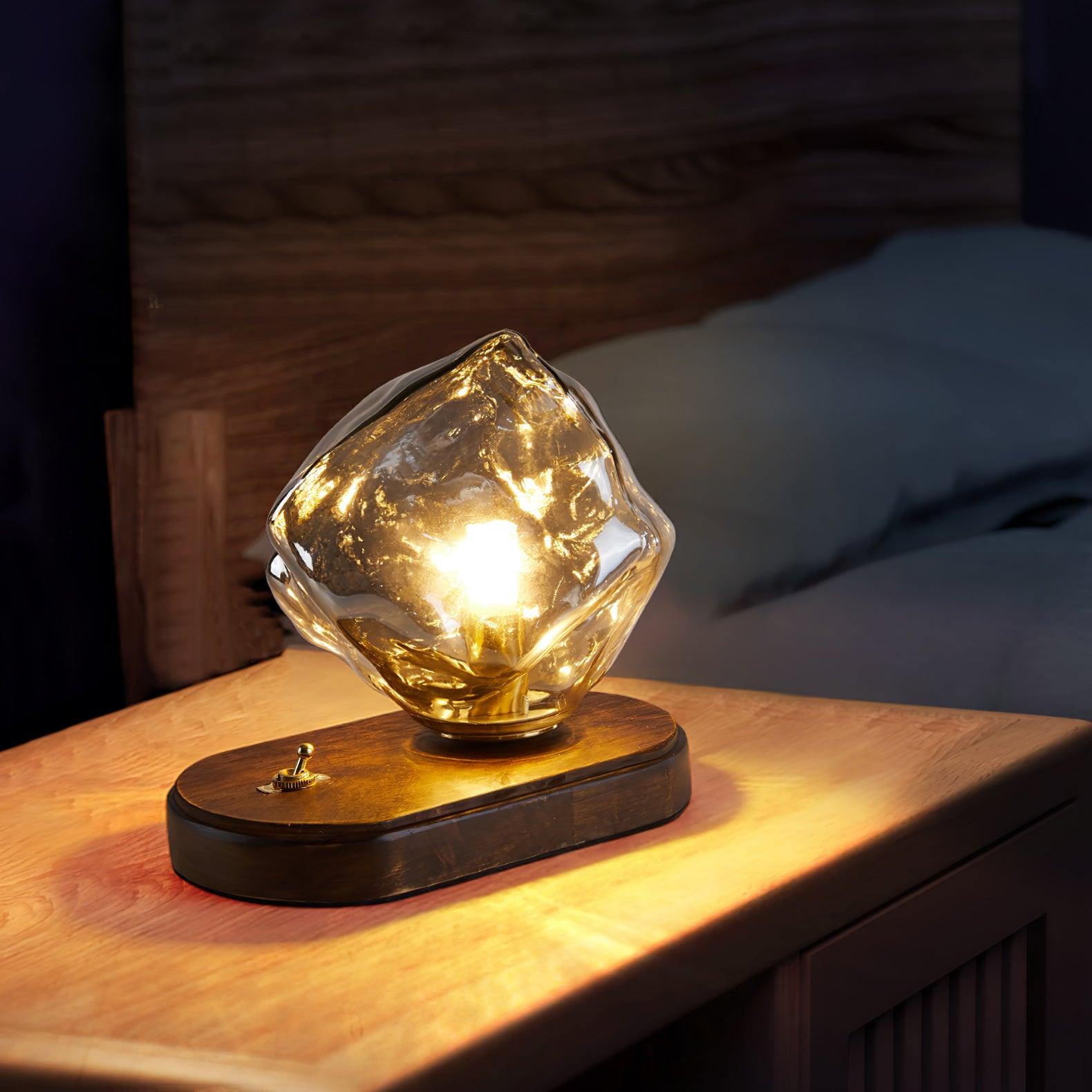 FrostGlow Vintage Glas-Tischlampe – Warmlicht Weiß fürs Wohnzimmer