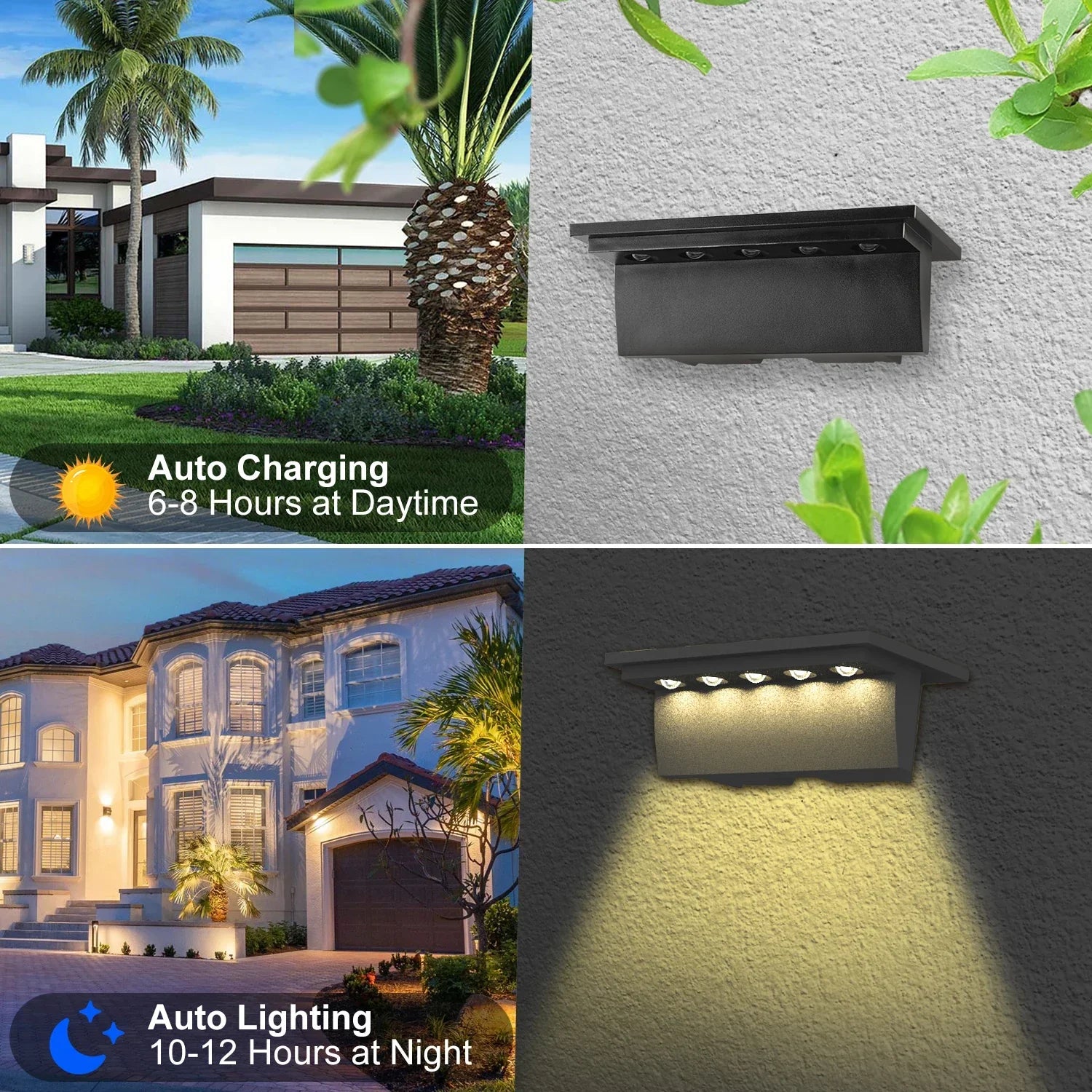 LumiWacht Solar Gartenstrahler LED Schwarz mit Dämmerungssensor