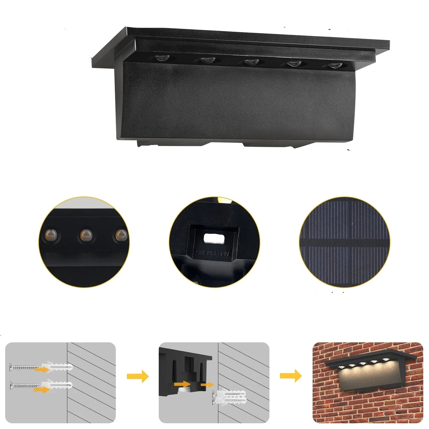 LumiWacht Solar Gartenstrahler LED Schwarz mit Dämmerungssensor
