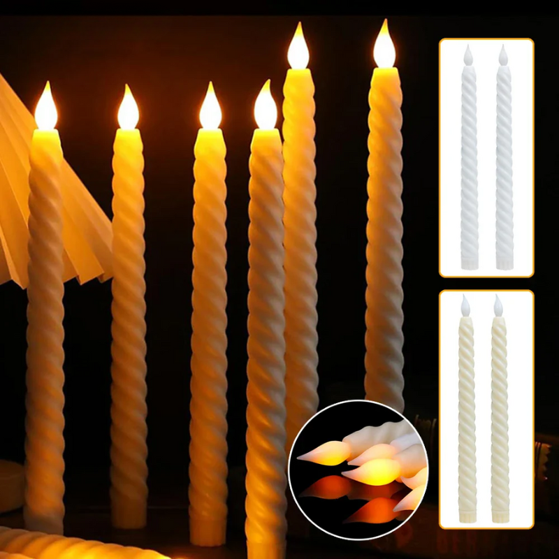 GlowFlame – Lange 3D LED-Kerzen mit flackernder Flamme Weiß für Weihnachten